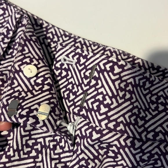 Talbots Womens Purple Print Capri Pants Size 14 Petite - Picture 4 of 11